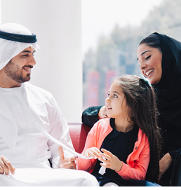 A family of three is enjoying their new home in Dubai.