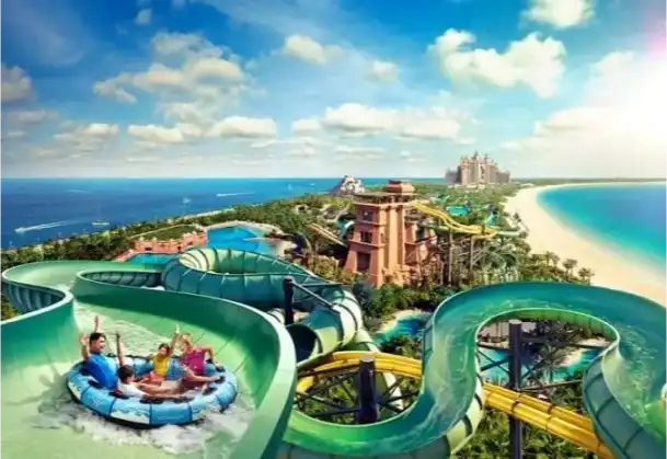 Image of a family taking a ride in Aquaventure Waterpark Dubai